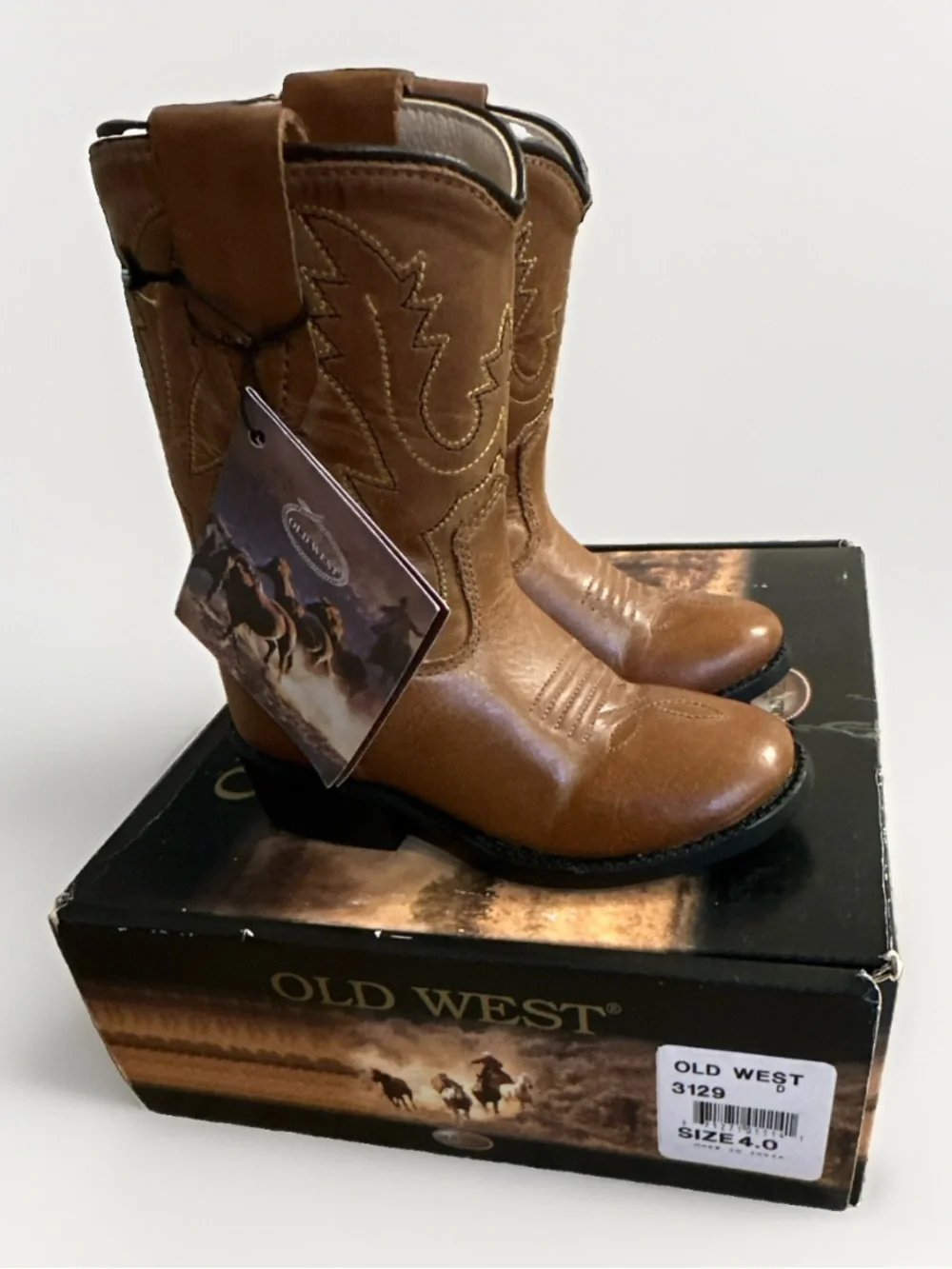 Old West Toddler Brown Cowboy Boots size 4